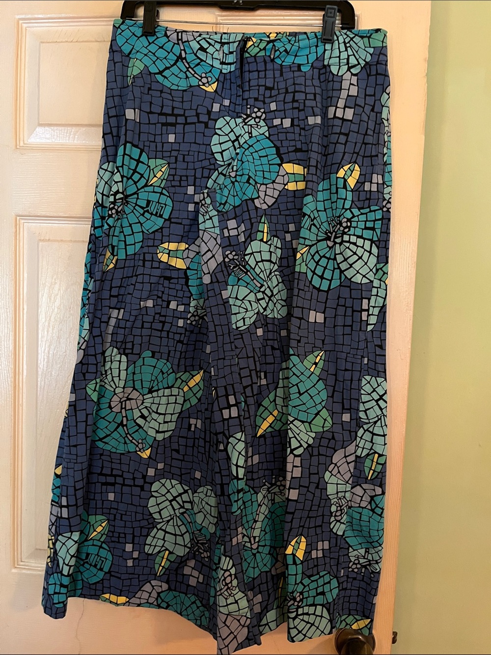 Lilly Pulitzer Navy Maxi Skirt with Teal Mosaic Floral